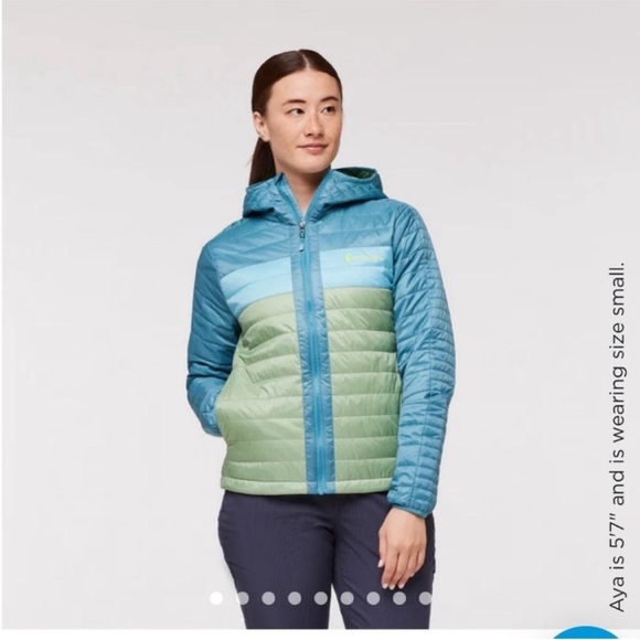 Capa Women's Large Insulated Hooded Jacket Blue Light Green NWT Puff Puffer - Picture 7 of 16